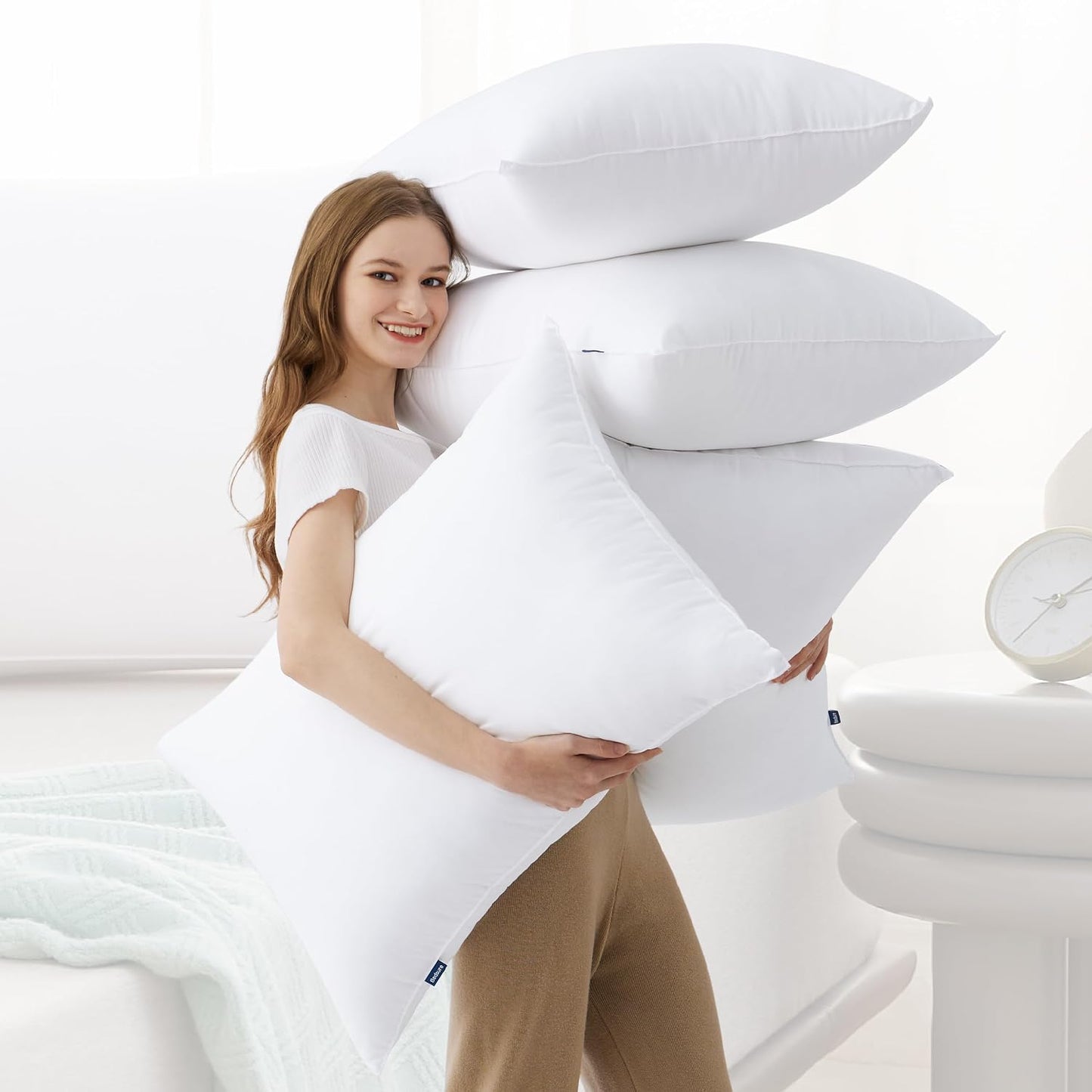 Bedsure Pillows Standard Size Set of 2 - Hotel Collection Bed Pillows for Sleeping, with down Alternative Filling, Soft Support for Back, Stomach or Side Sleepers, Standard, 26"X19", White, 2 Pack