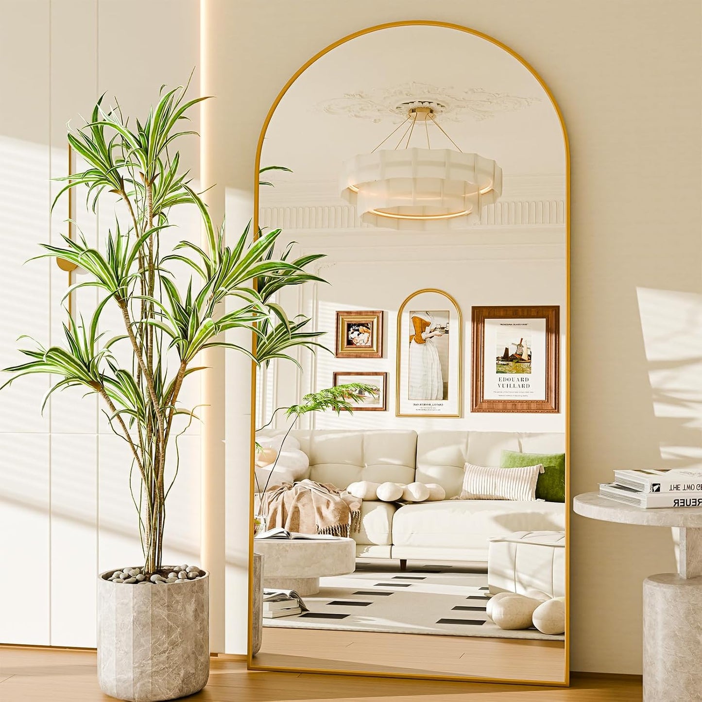 Arched Full-Length Floor Mirror | Aluminum Frame Standing, Leaning & Wall Mounted Mirror