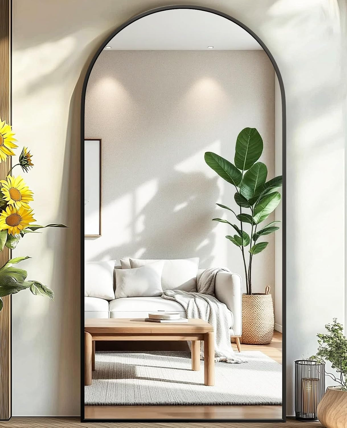 Arched Full-Length Floor Mirror | Aluminum Frame Standing, Leaning & Wall Mounted Mirror