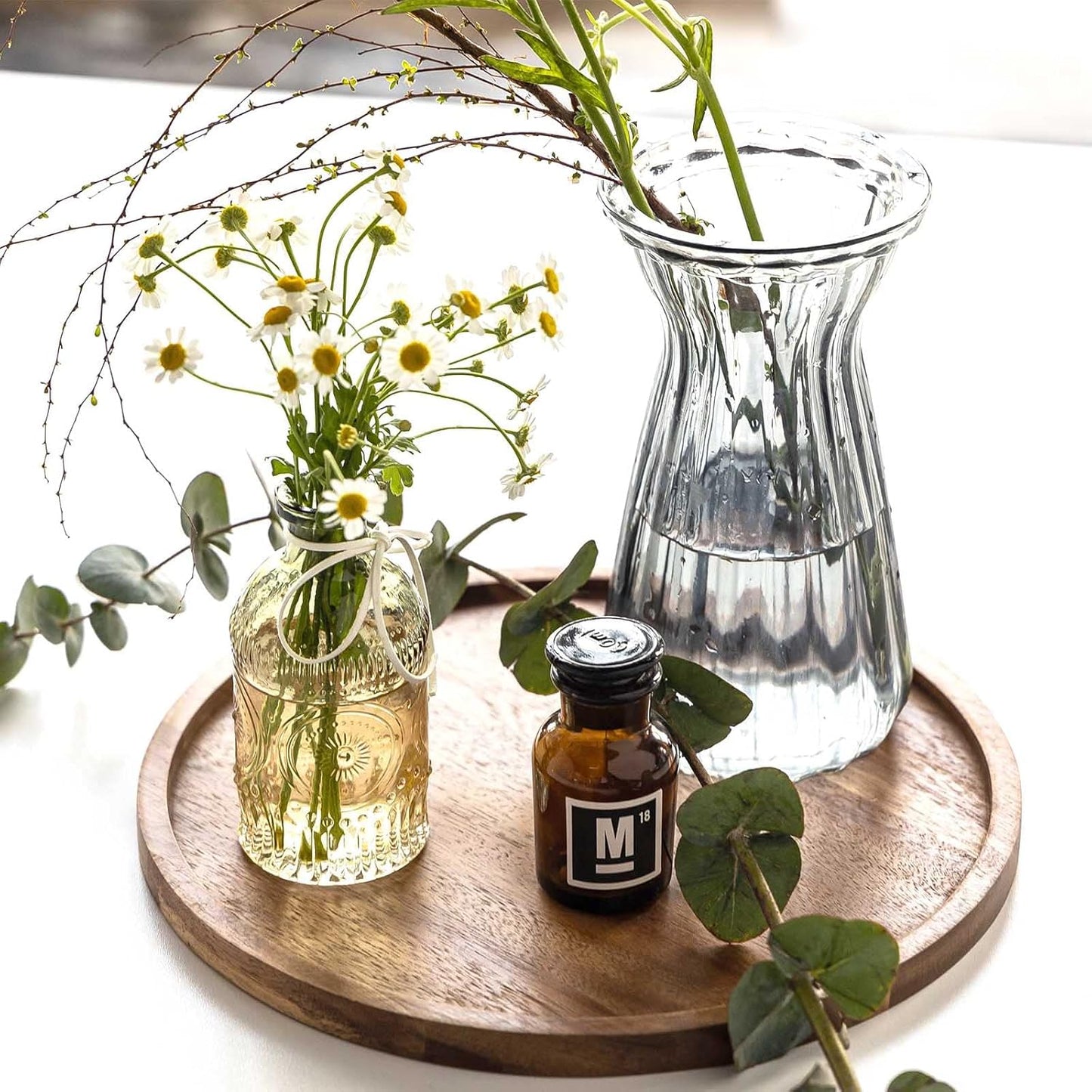 Round Acacia Wood Decorative Tray