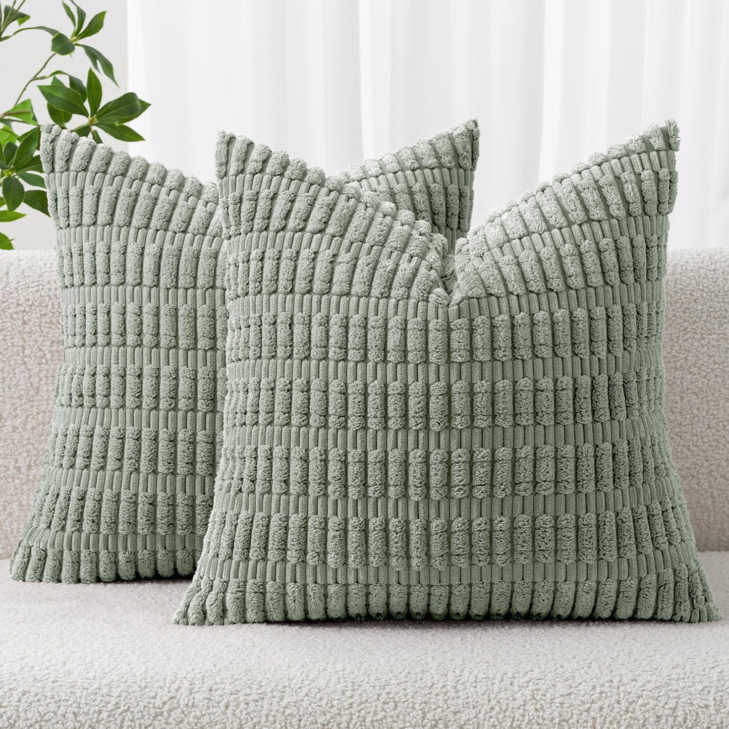 Boho Corduroy Decorative Throw Pillow Cover for Couch, Sofa & Bed